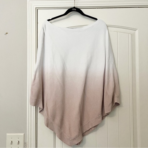 Barefoot Dreams CozyChic Ultra Lite Ocean Breeze Poncho in Ombré Rose Mist - Picture 3 of 7